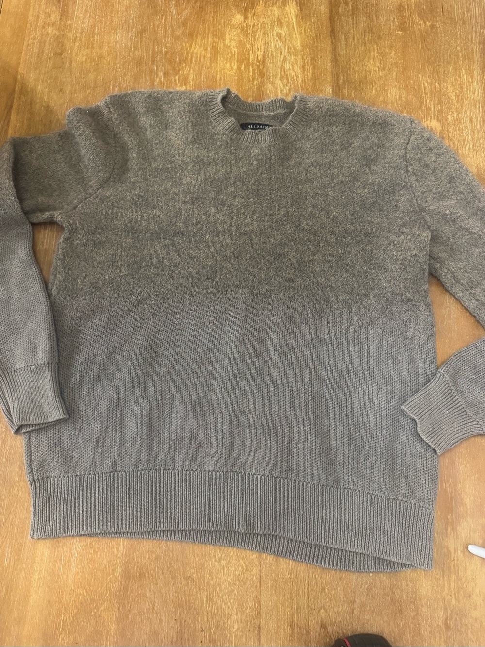 All Saints Men's Gradient Gray Crewneck Sweater